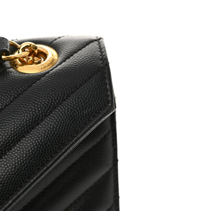 Saint Laurent Grain De Poudre Matelasse Chevron Large Monogram Satchel Black 15 of 15