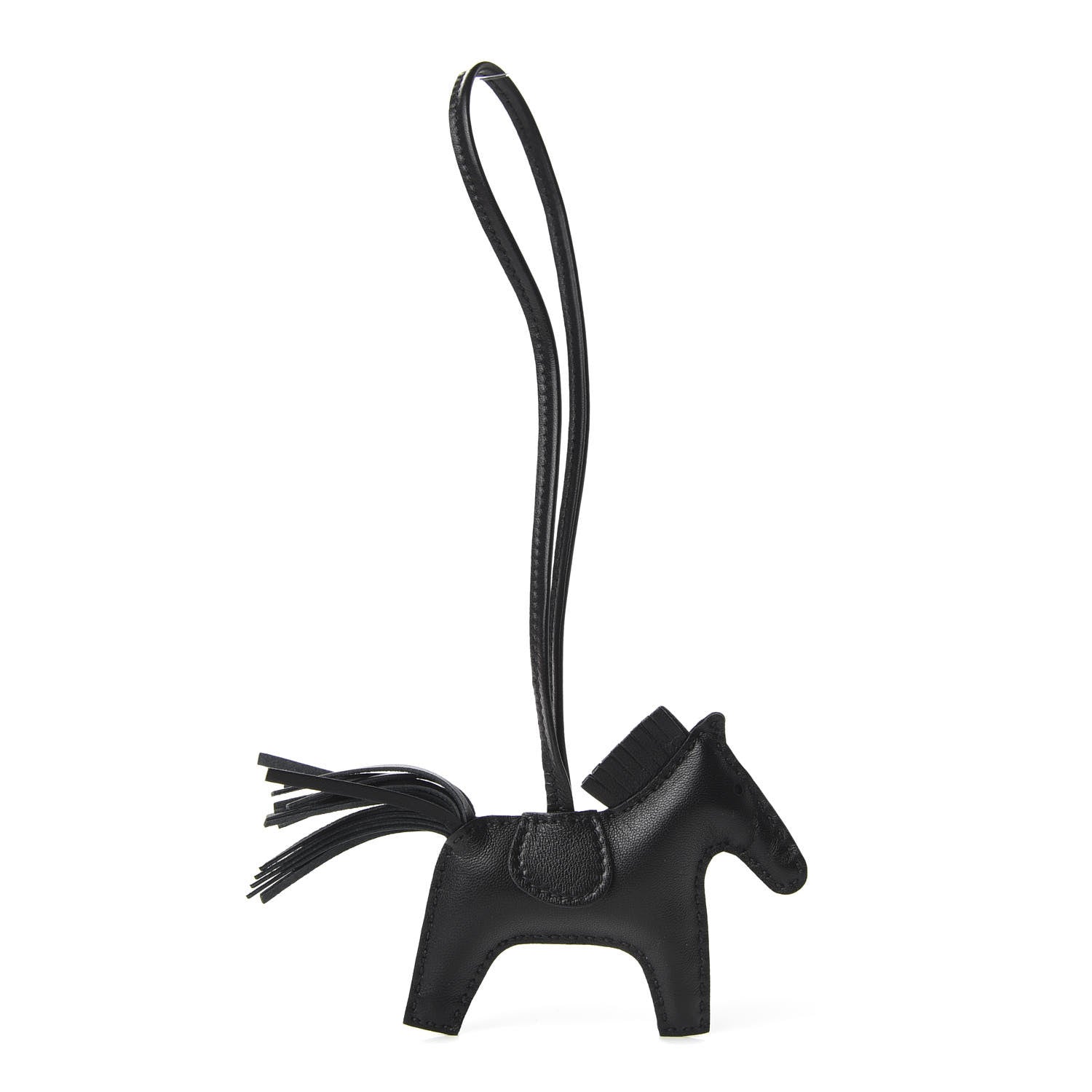 Hermes Milo Lambskin Grigri Rodeo Horse Bag Charm PM So Black 1 of 5