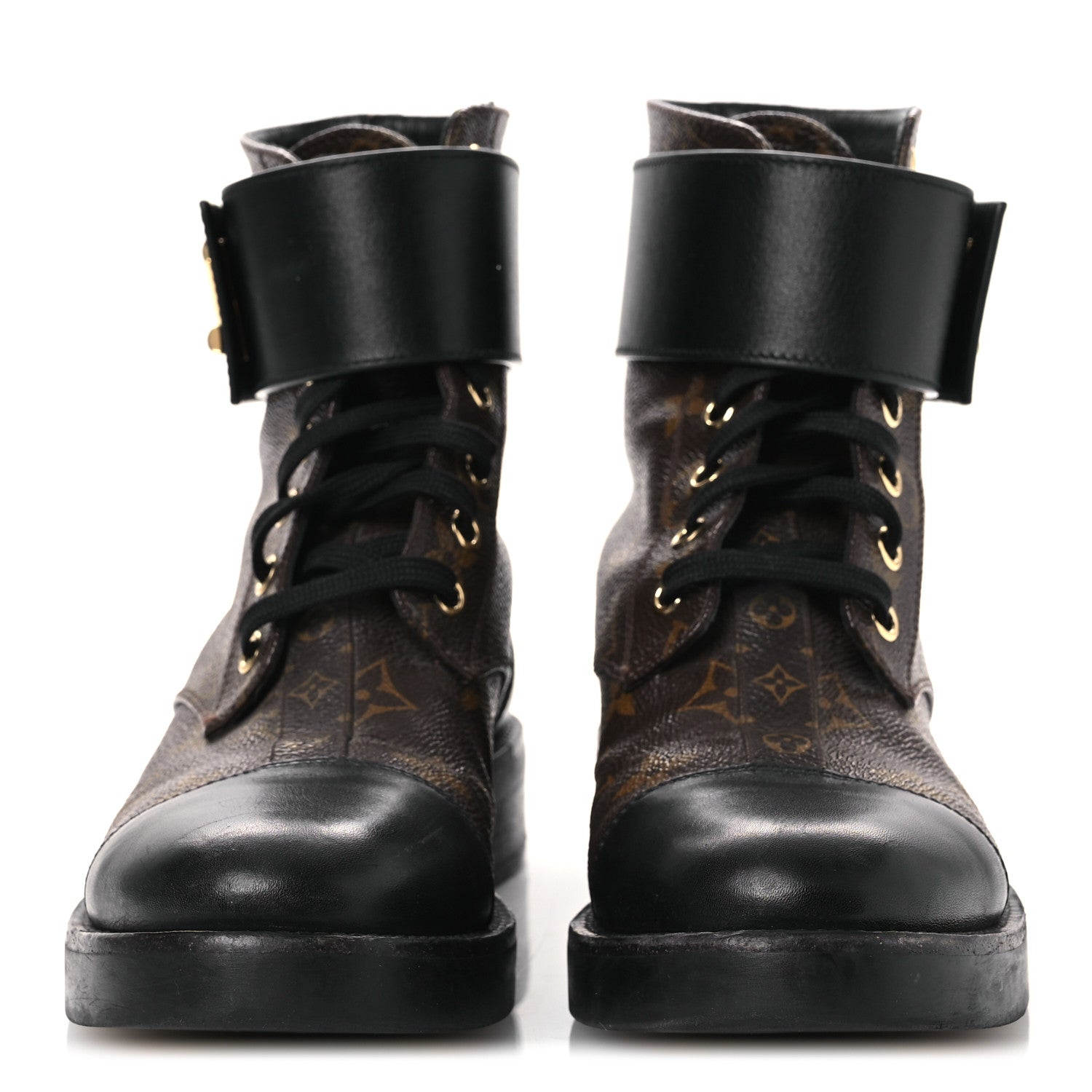Louis Vuitton Calfskin Monogram Wonderland Flat Ranger Boots 36.5 Black 3 of 15