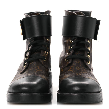 Louis Vuitton Calfskin Monogram Wonderland Flat Ranger Boots 36.5 Black 3 of 15