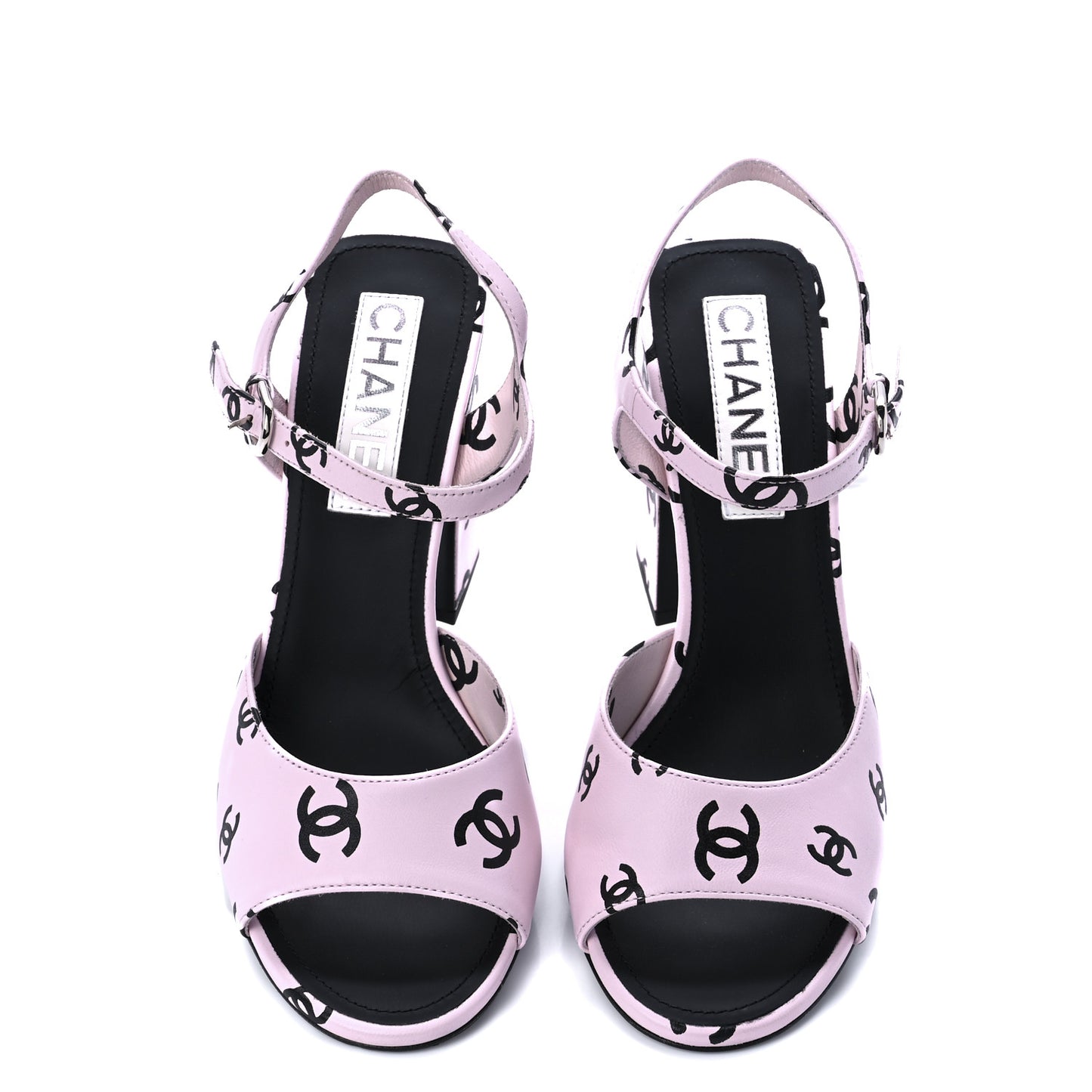 Lambskin Printed CC Sandals 39.5 Light Pink Black