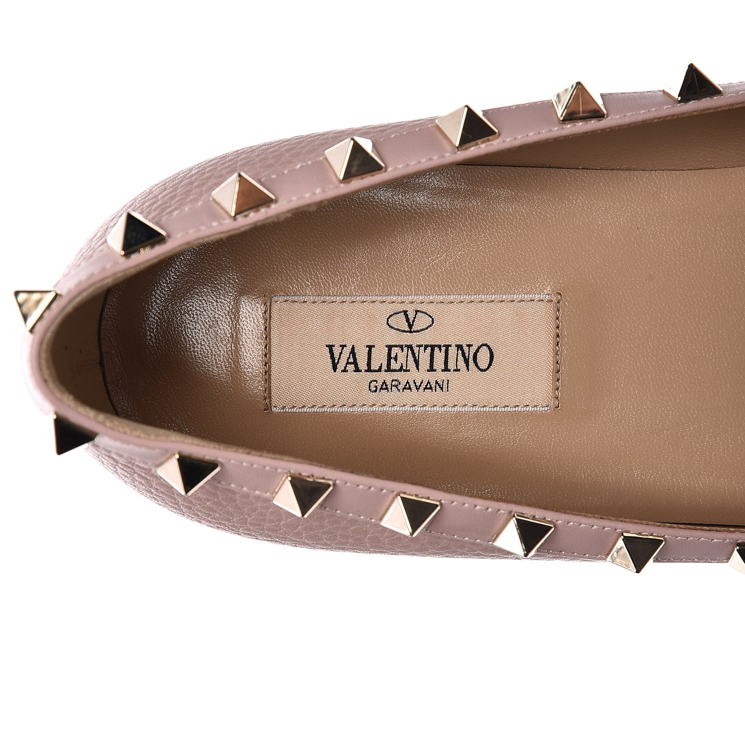 Valentino Garavani Pebbled Calfskin Rockstud Ballerina Flats 41.5 Water Rose 6 of 8