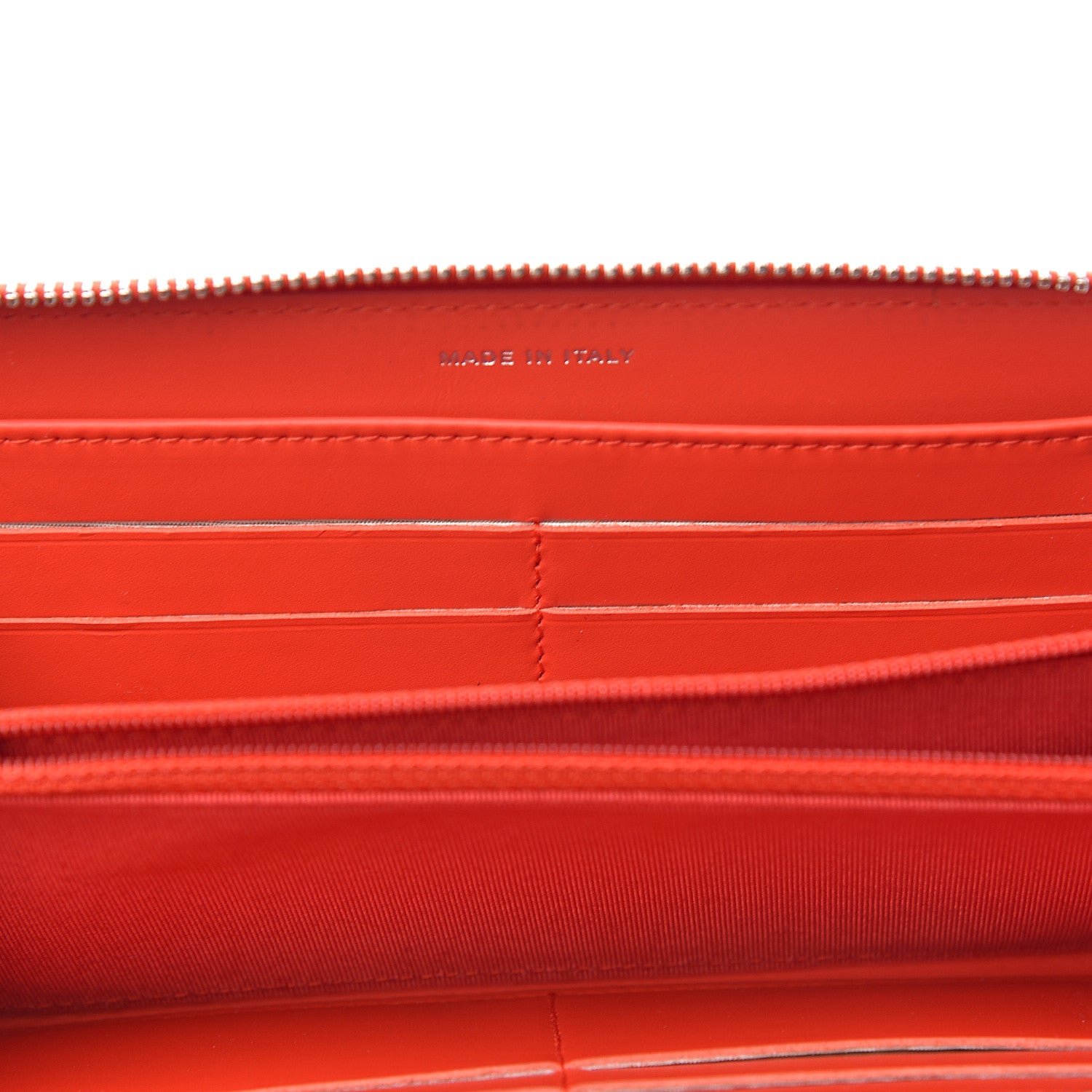 Chanel Patent Calfskin Striped Large Gusset Zip Around Wallet Red 10 of 10