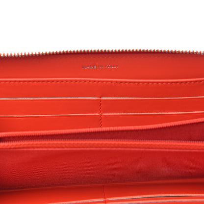 Chanel Patent Calfskin Striped Large Gusset Zip Around Wallet Red 10 of 10