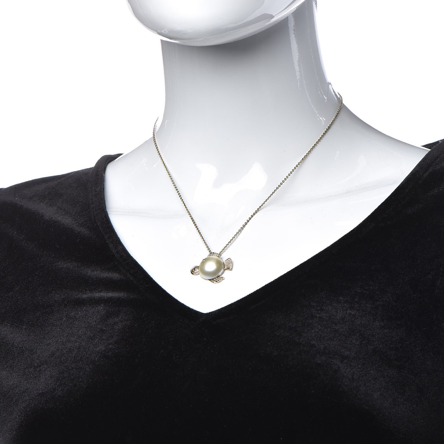 Christian Dior Resin Metal Tell Me Dior Zodiac Pisces Necklace Gold 2 of 5