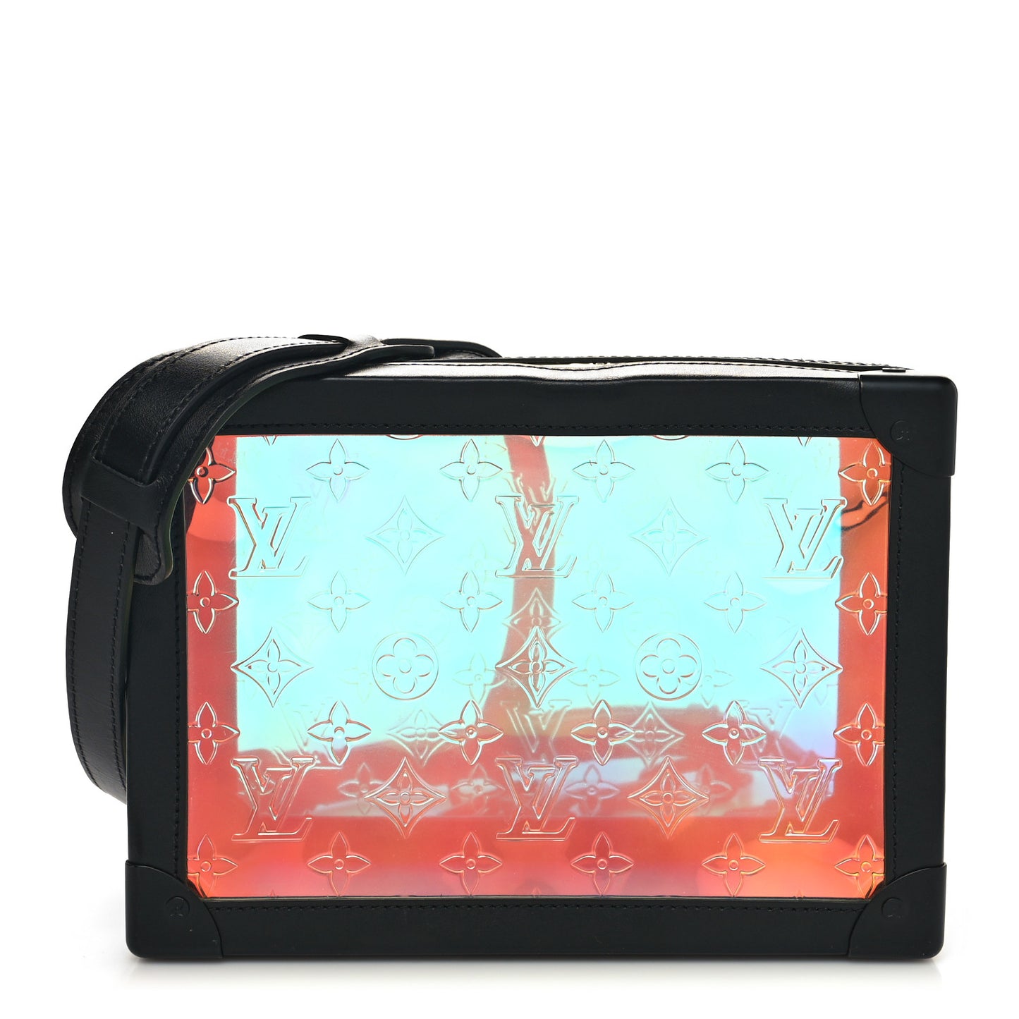 Calfskin PVC Monogram Solar Ray Soft Trunk Iridescent Prism Black