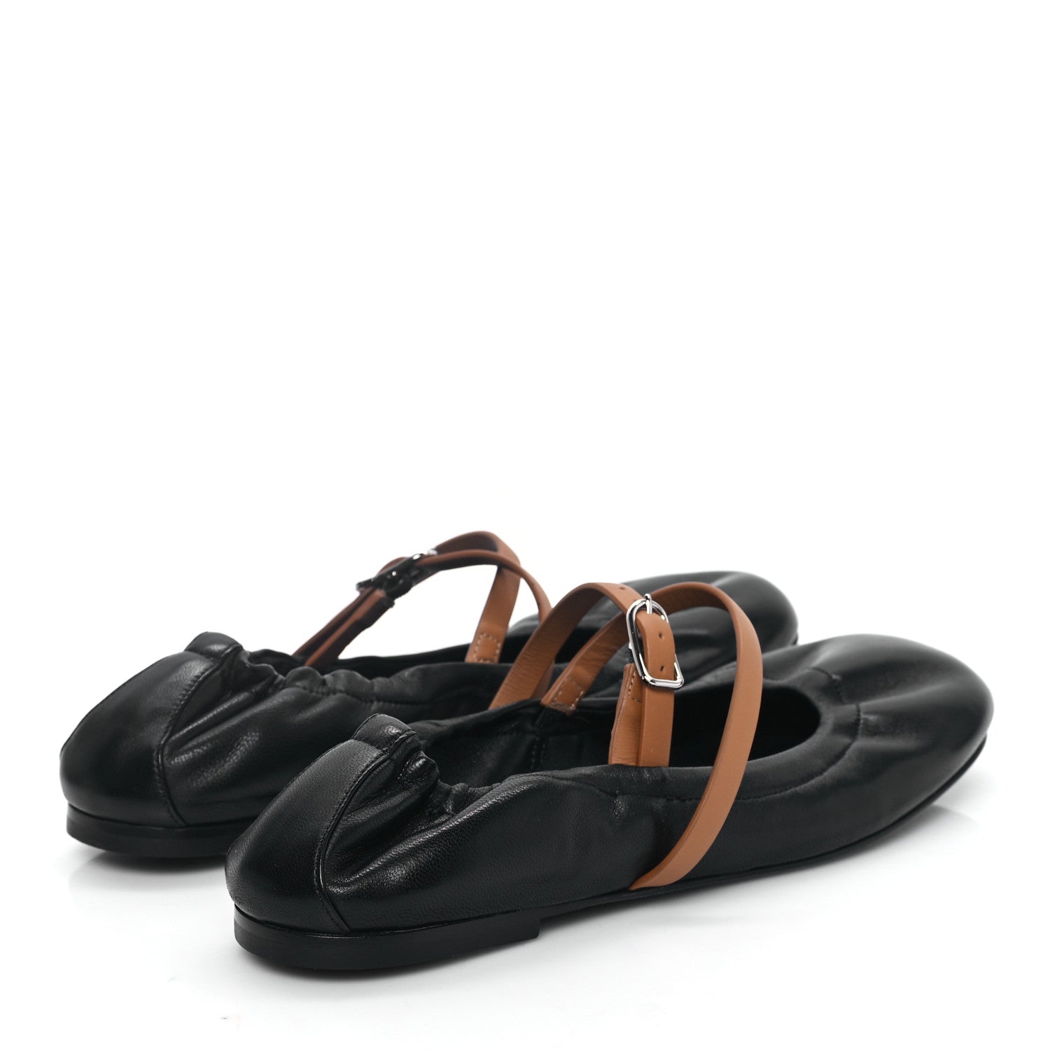 Hermes Nappa Jolly Ballet Flats 38.5 Black Naturel 4 of 8
