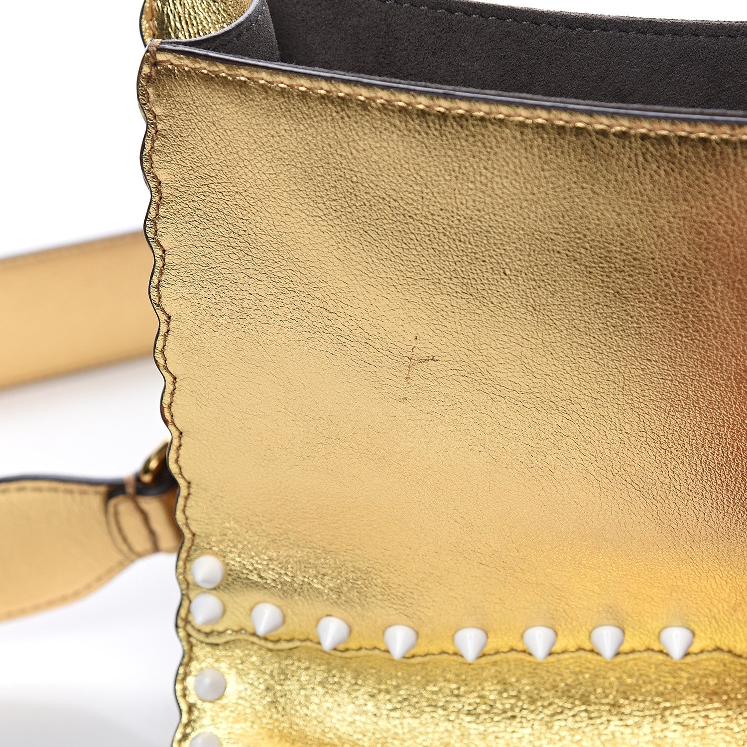 Fendi Metallic Calfskin Wonder Monster Kan I Shoulder Bag Gold 10 of 10