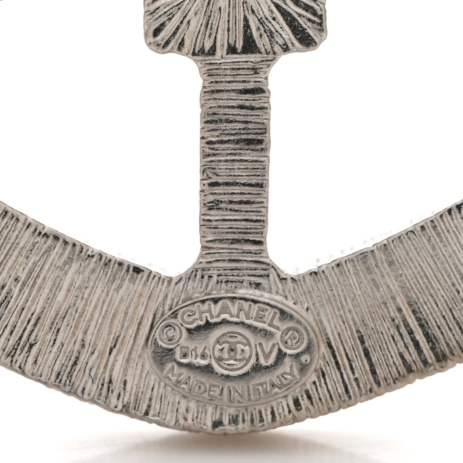 Chanel Swarovski Baguette Crystal CC Shield Brooch Silver 4 of 5