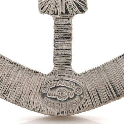 Chanel Swarovski Baguette Crystal CC Shield Brooch Silver 4 of 5