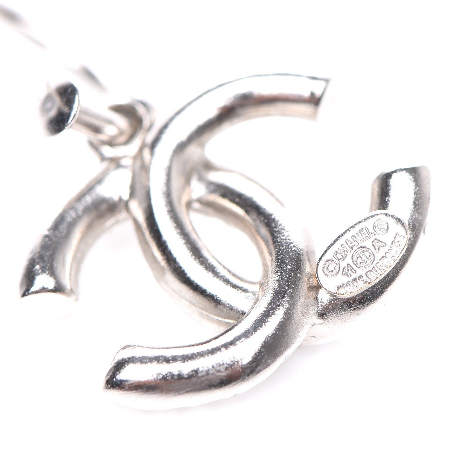 Chanel Crystal CC Dangle Earrings Silver 4 of 4