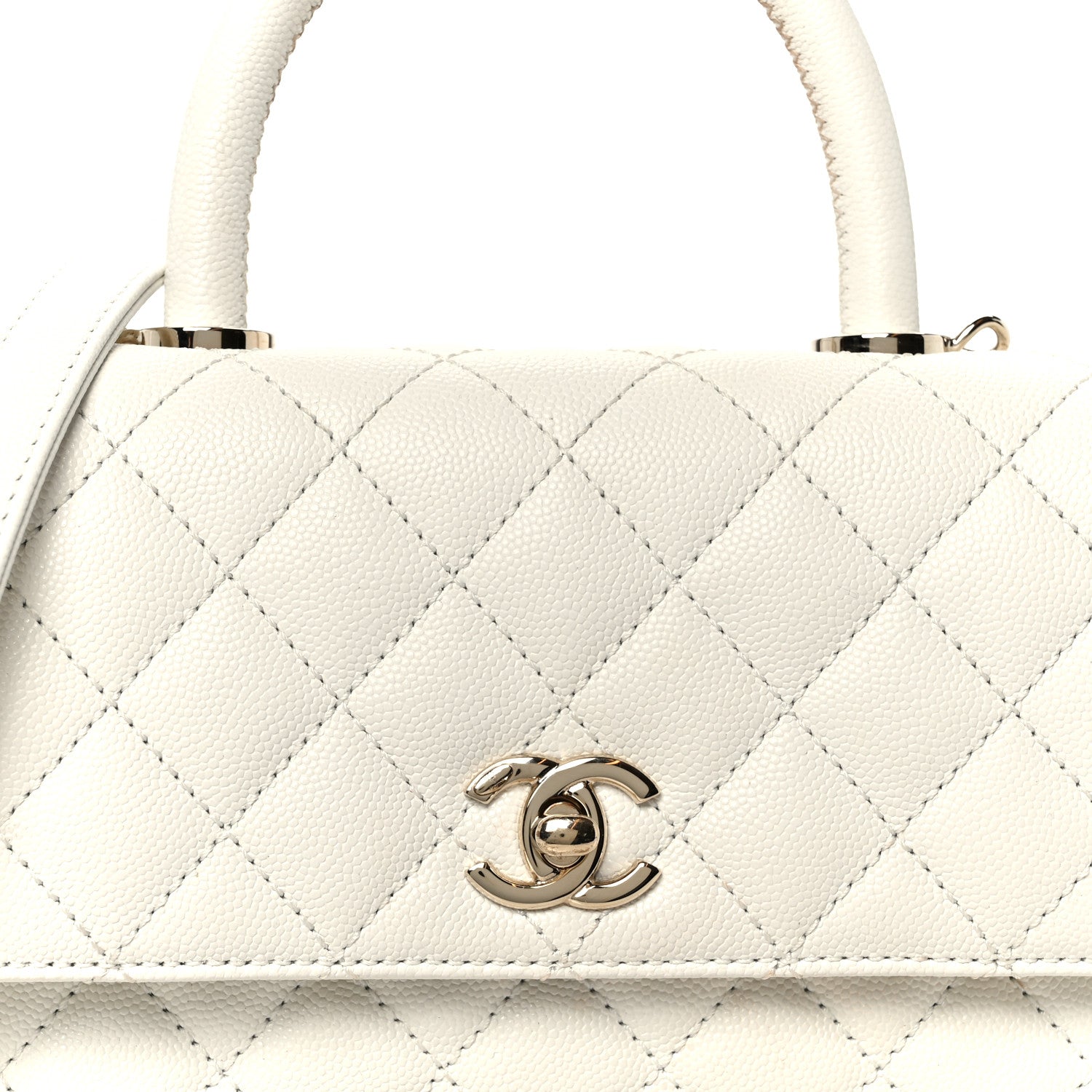 Chanel Caviar Quilted Mini Coco Handle Flap White 9 of 12