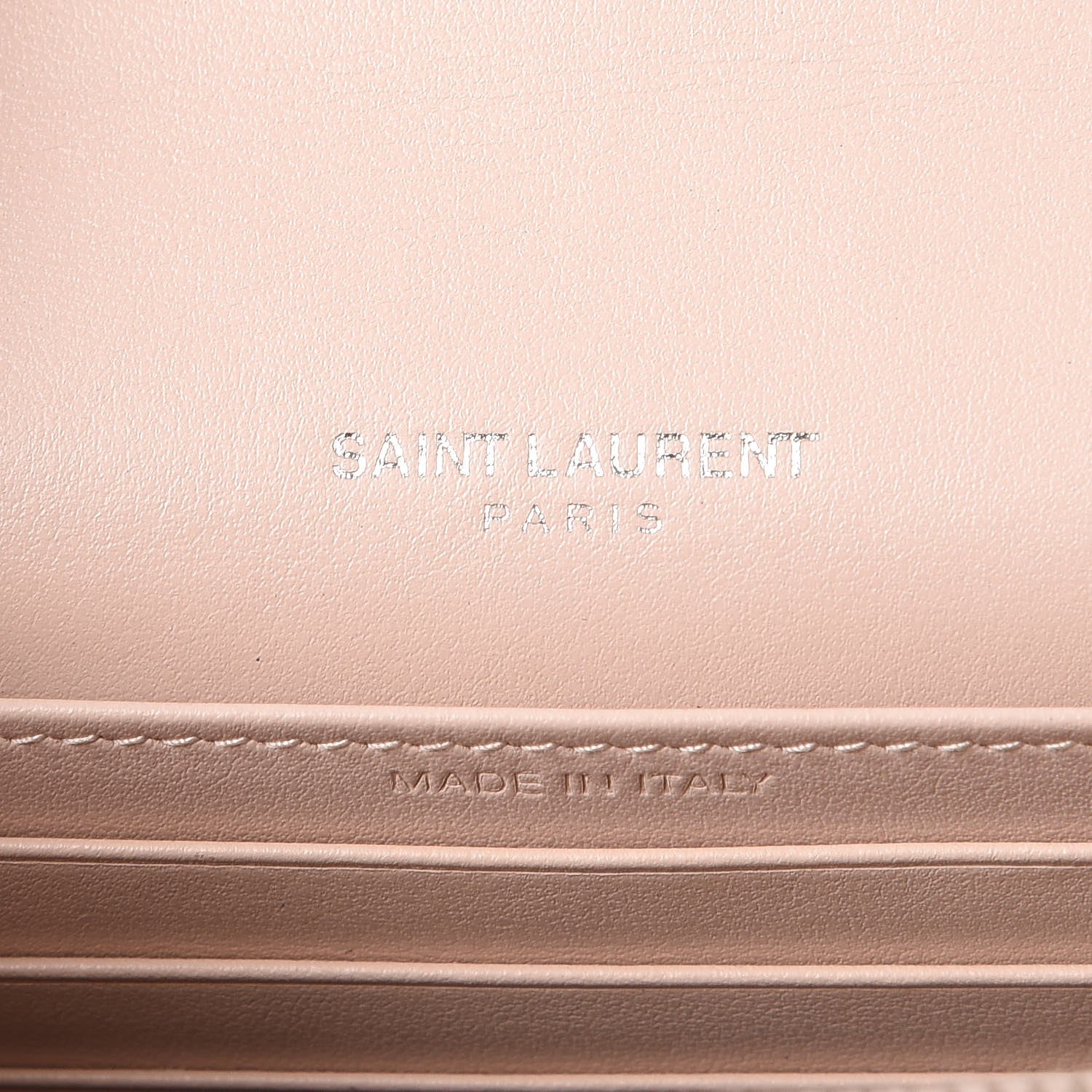 Saint Laurent Calfskin Crocodile Embossed Monogram Sunset Chain Wallet Soft Nude 7 of 11