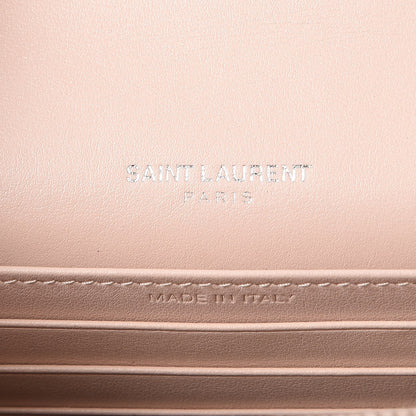 Saint Laurent Calfskin Crocodile Embossed Monogram Sunset Chain Wallet Soft Nude 7 of 11