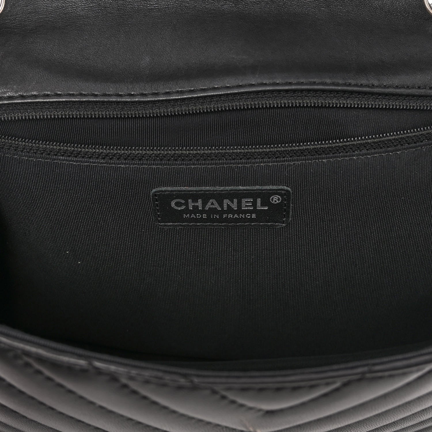 Chanel Lambskin Surpique Chevron Medium Single Flap Black 6 of 10