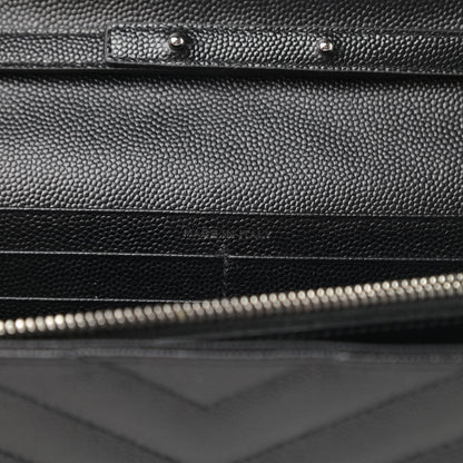 Saint Laurent Grain De Poudre Matelasse Chevron Monogram Chain Wallet Black 7 of 12