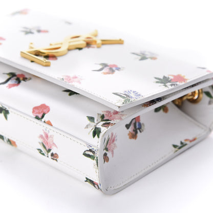 Saint Laurent Calfskin Prairie Flower Printed Small Classic Monogram Kate Satchel White 7 of 10