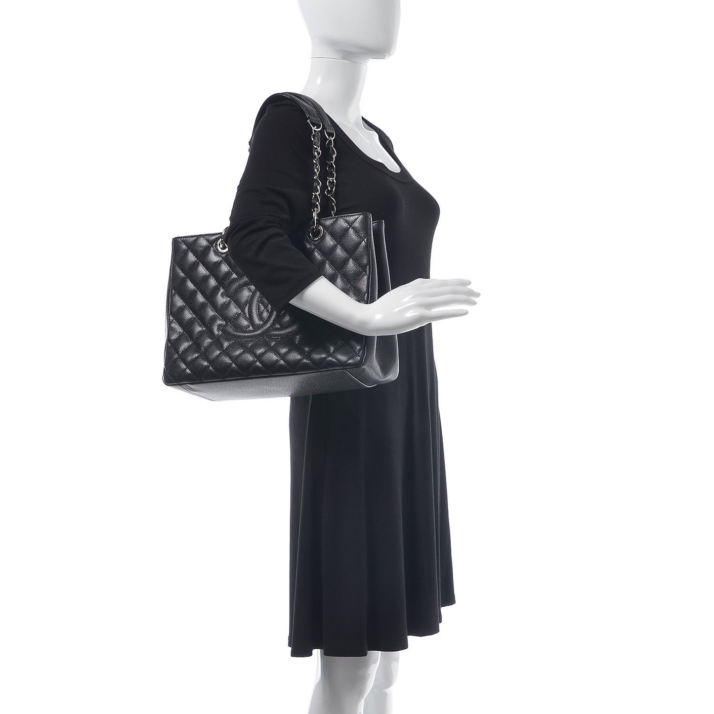 Caviar Quilted Grand Shopping Tote GST Black