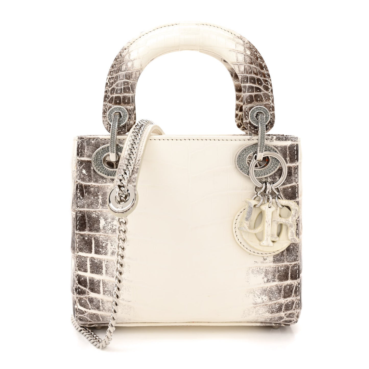 Niloticus Crocodile Himalaya Crystal Mini Lady Dior White