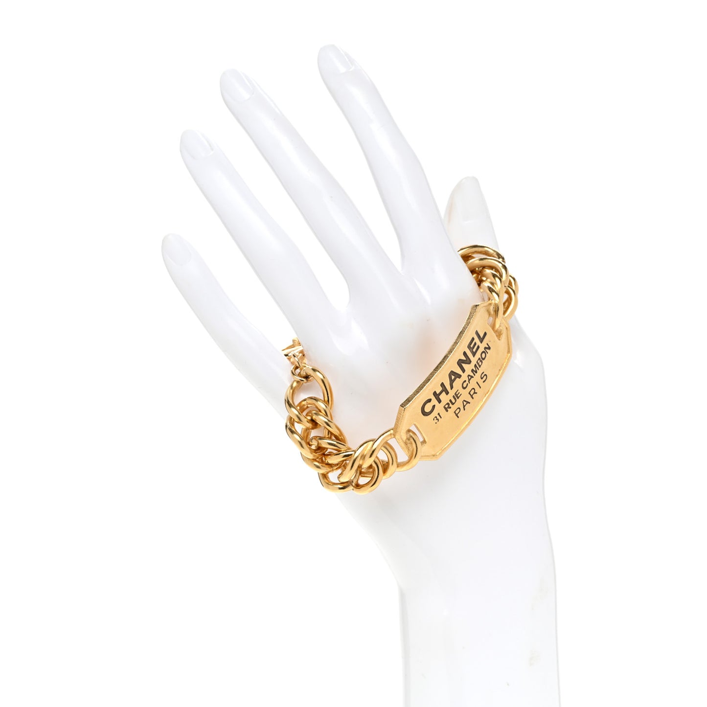 Metal 31 Rue Cambon Paris ID Chain Bracelet Gold