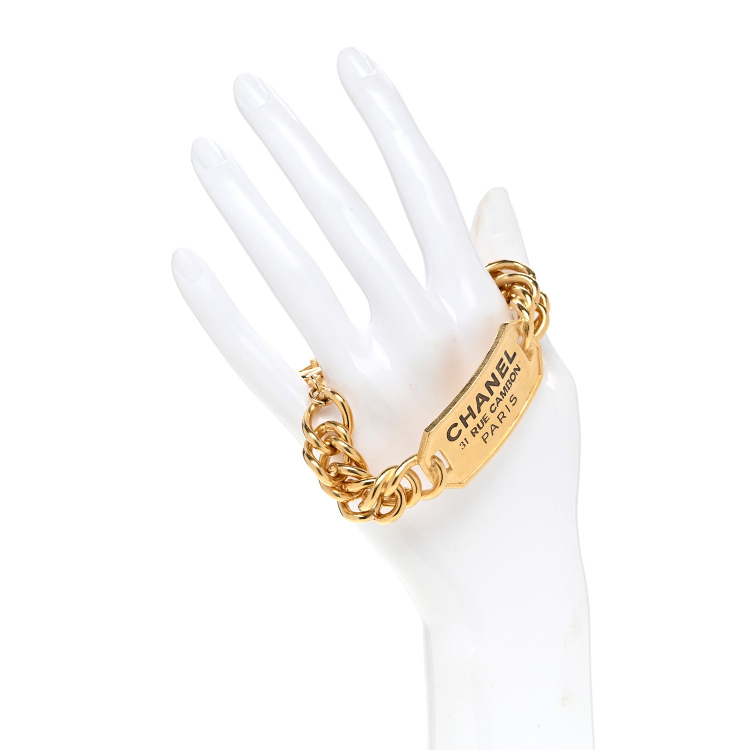 Chanel Metal 31 Rue Cambon Paris ID Chain Bracelet Gold 2 of 5