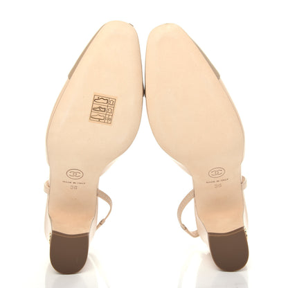 Chanel Lambskin Cap Toe CC Slingback Pump 36 Beige Dark Beige 6 of 11