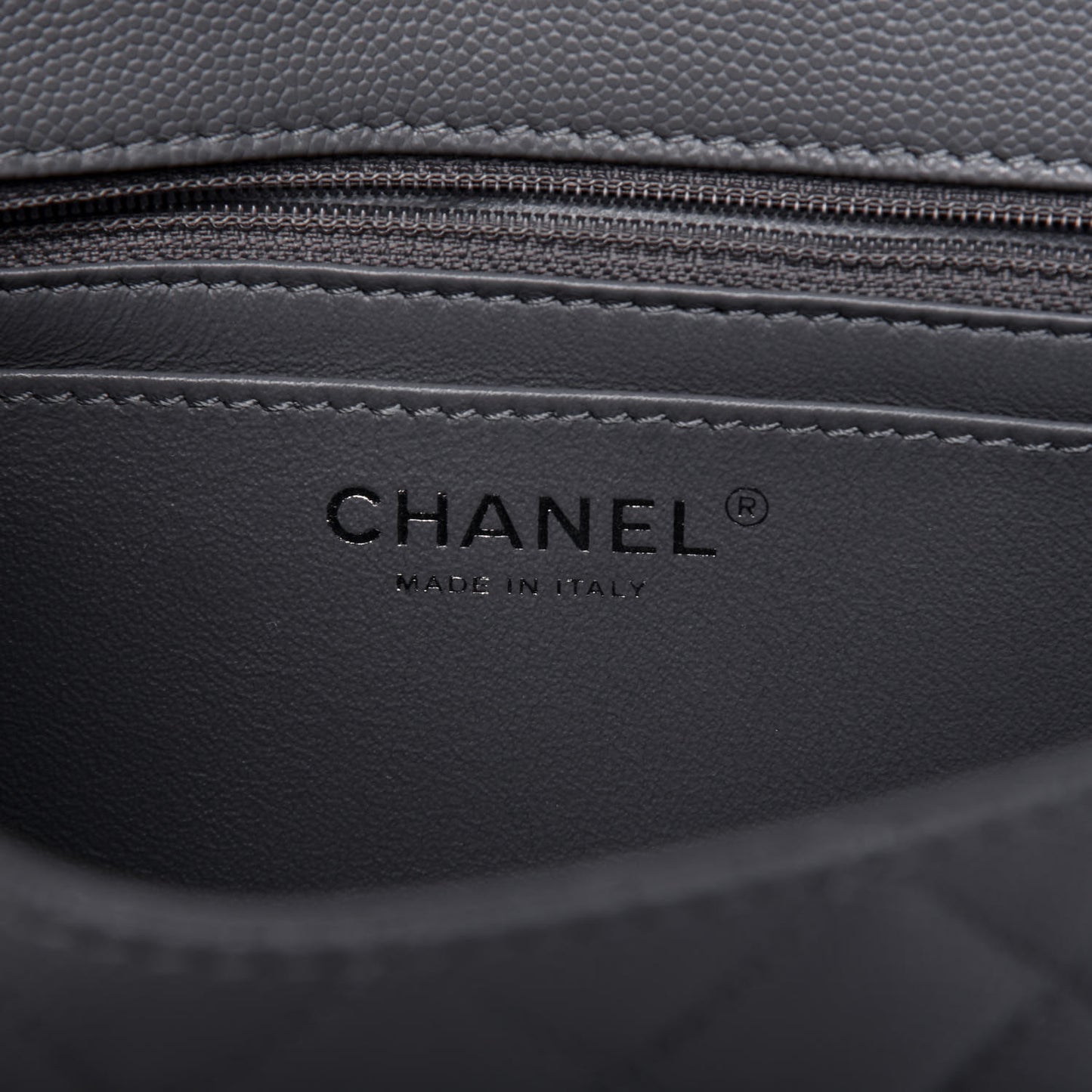 Caviar Quilted Mini Rectangular Flap Grey