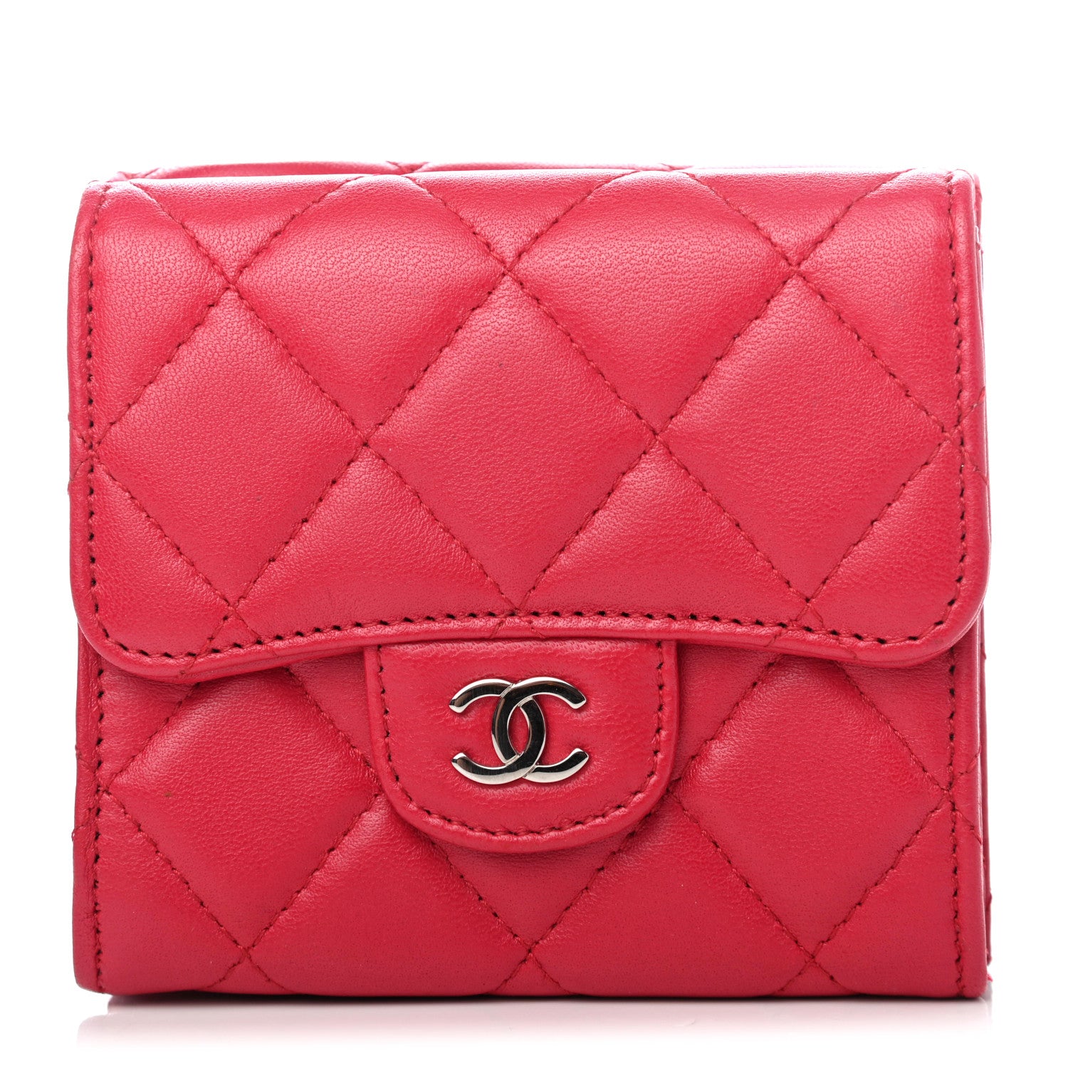 Chanel Lambskin Quilted Double Sided Wallet Dark Pink 1 of 4
