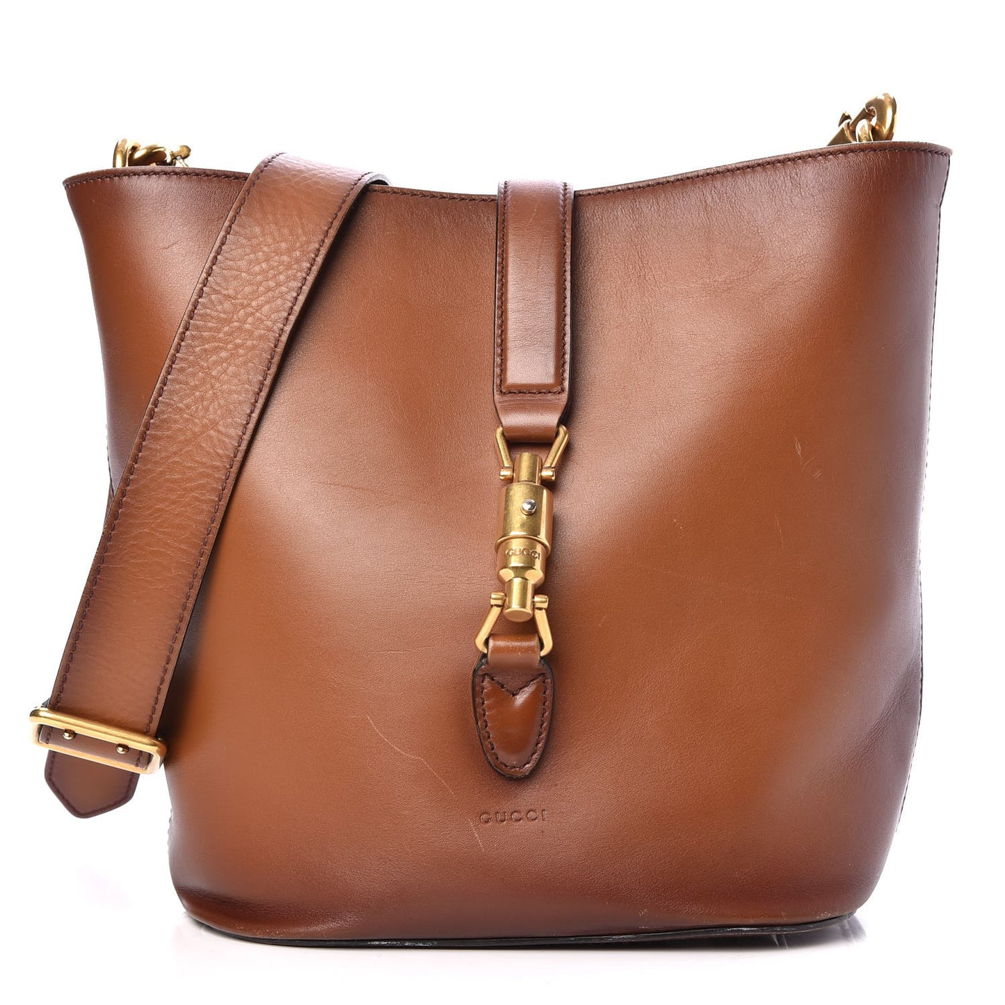 Soft Calfskin Small Jackie Bucket Bag Brown