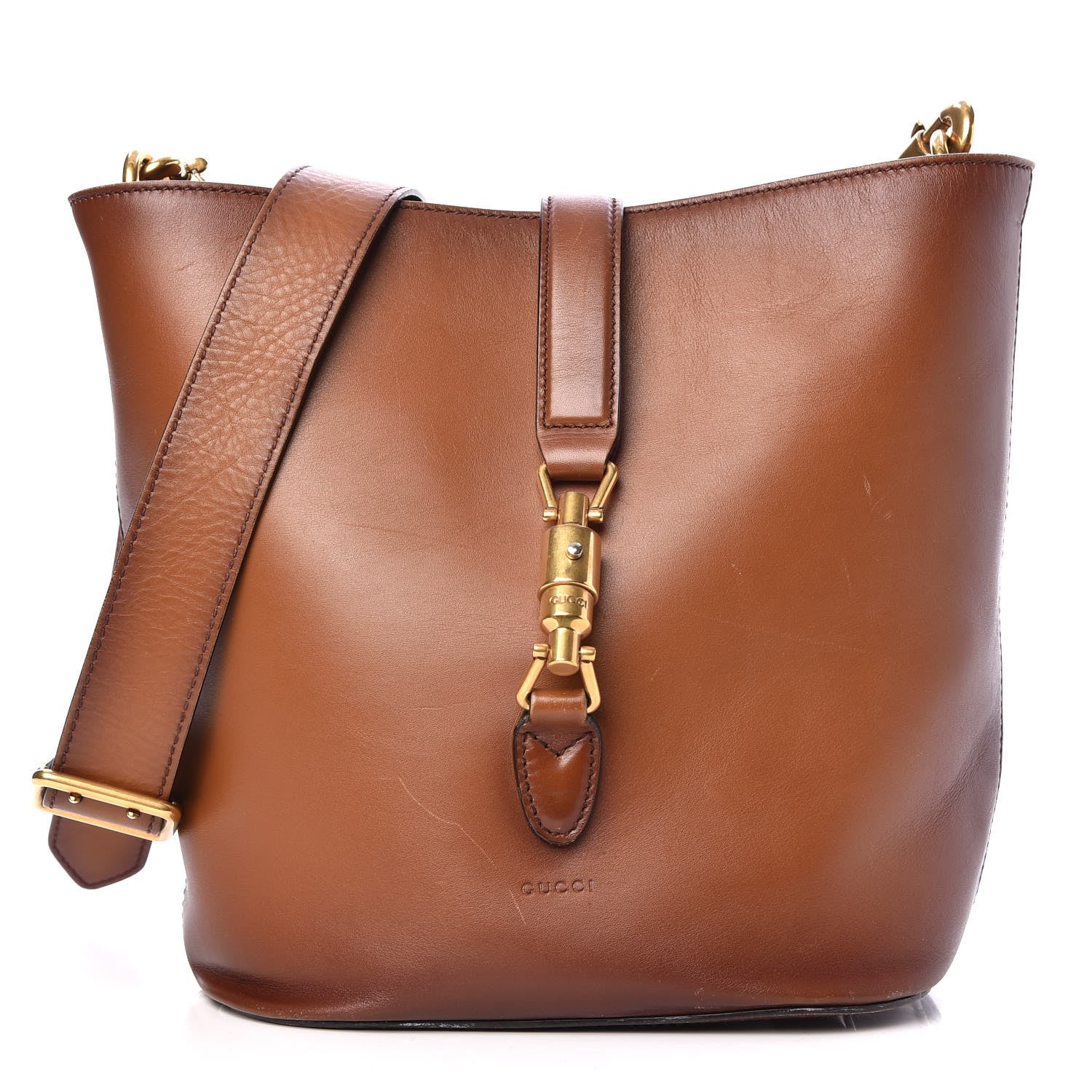 Gucci Soft Calfskin Small Jackie Bucket Bag Brown 1 of 11