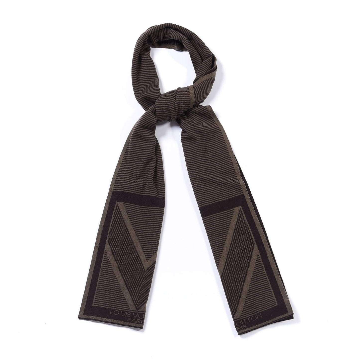 Cashmere Striped V Scarf Brown