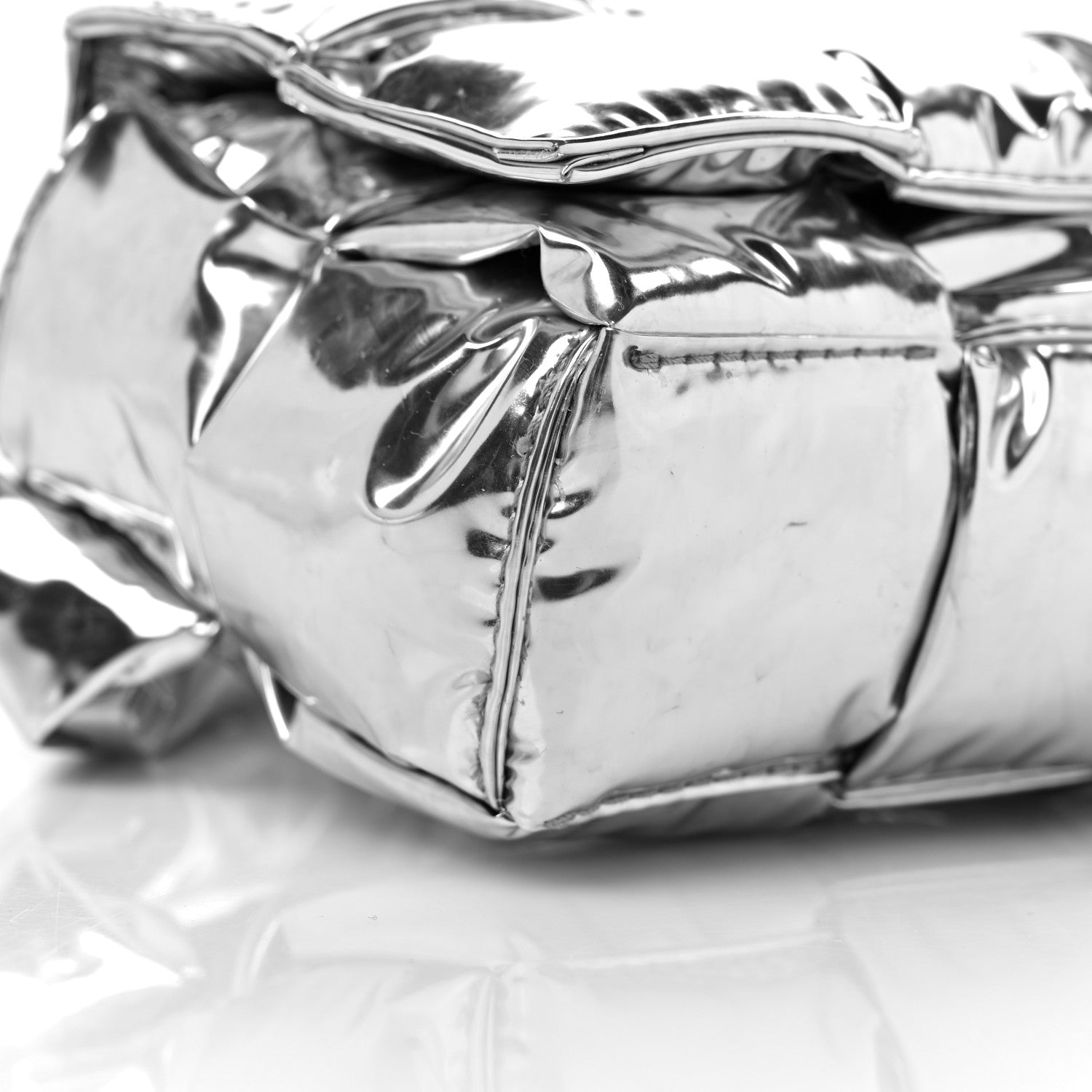 Bottega Veneta Metallic Lambskin Maxi Intrecciato Padded The Belt Cassette Bag Silver 7 of 7