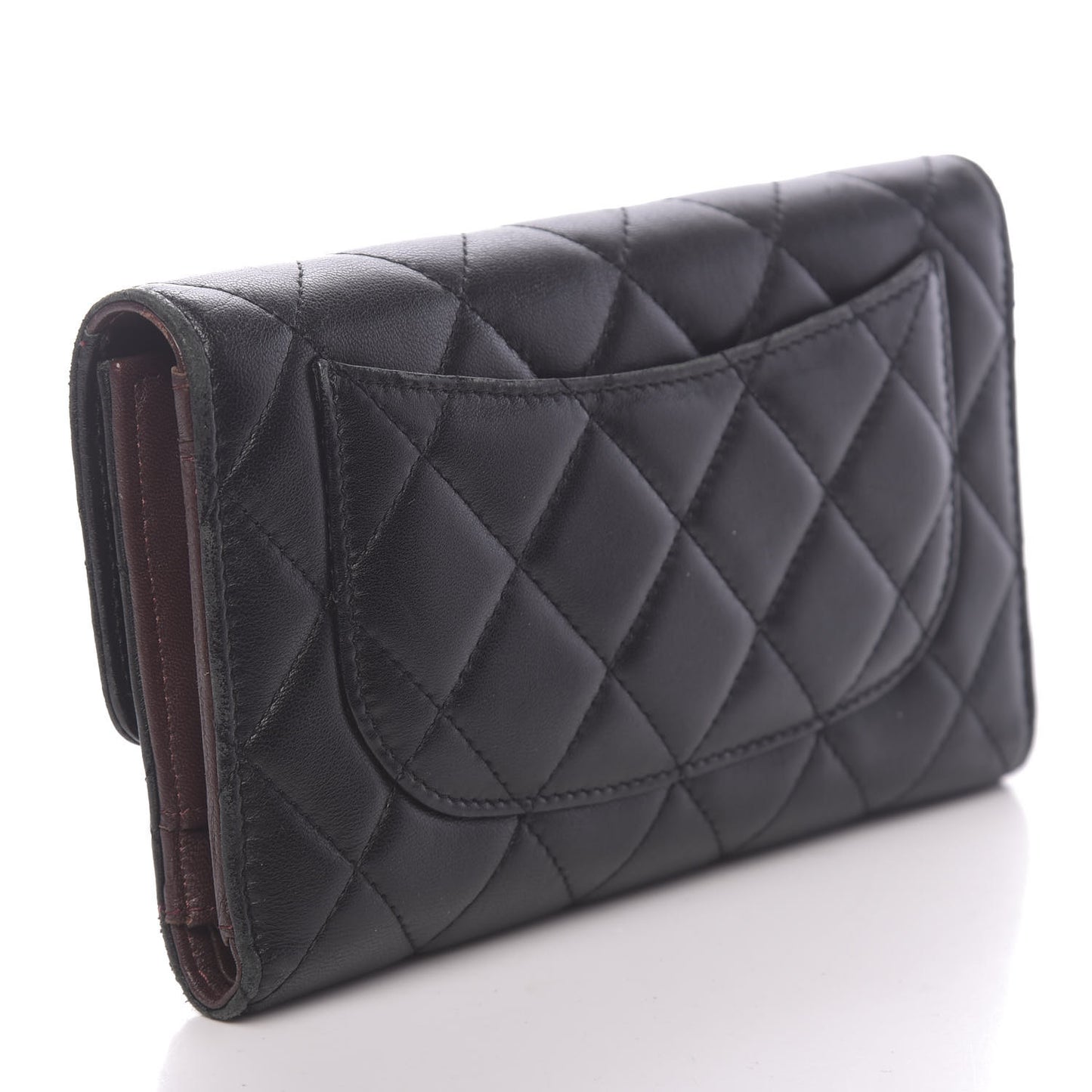Lambskin Quilted Large Flap Wallet Black