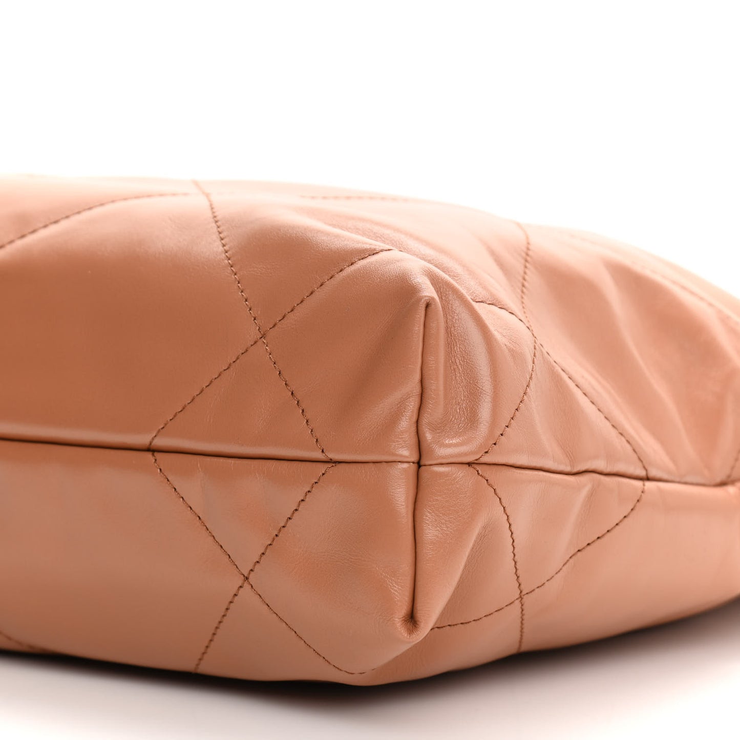 Shiny Calfskin Quilted Small Chanel 22 Camel