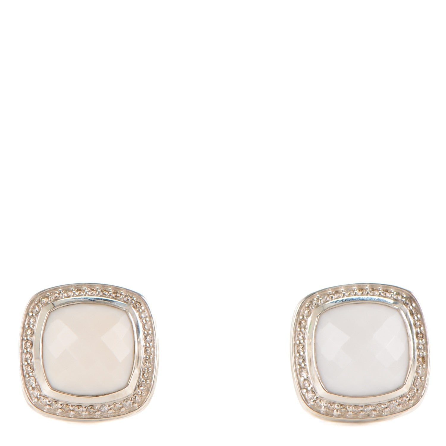 David Yurman Sterling White Agate 11mm Albion Earrings 1 of 4