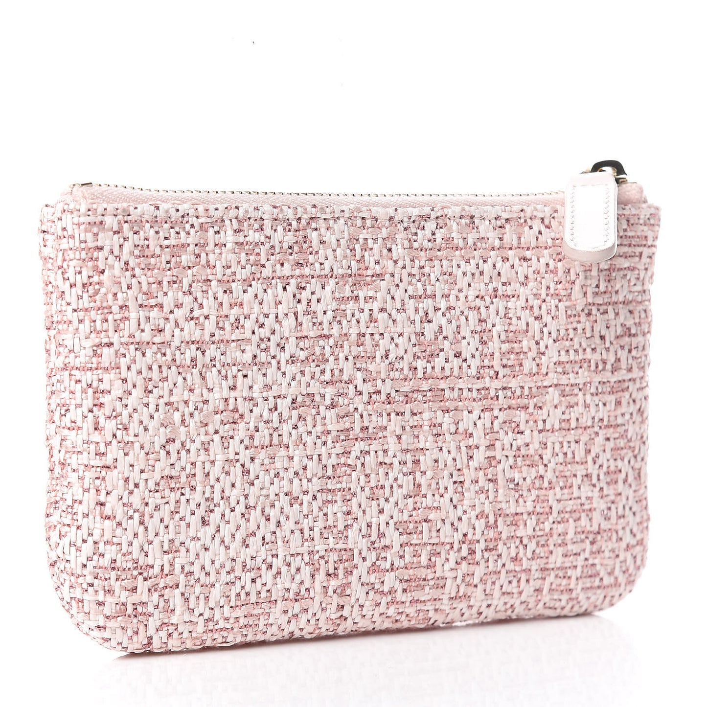 Woven Straw Raffia Deauville Cosmetic Pouch Pink