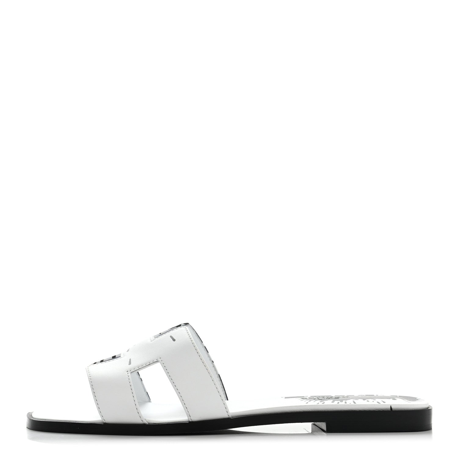 Hermes Calfskin Peinture Fraiche Oran Sandals 38 White Black 1 of 8