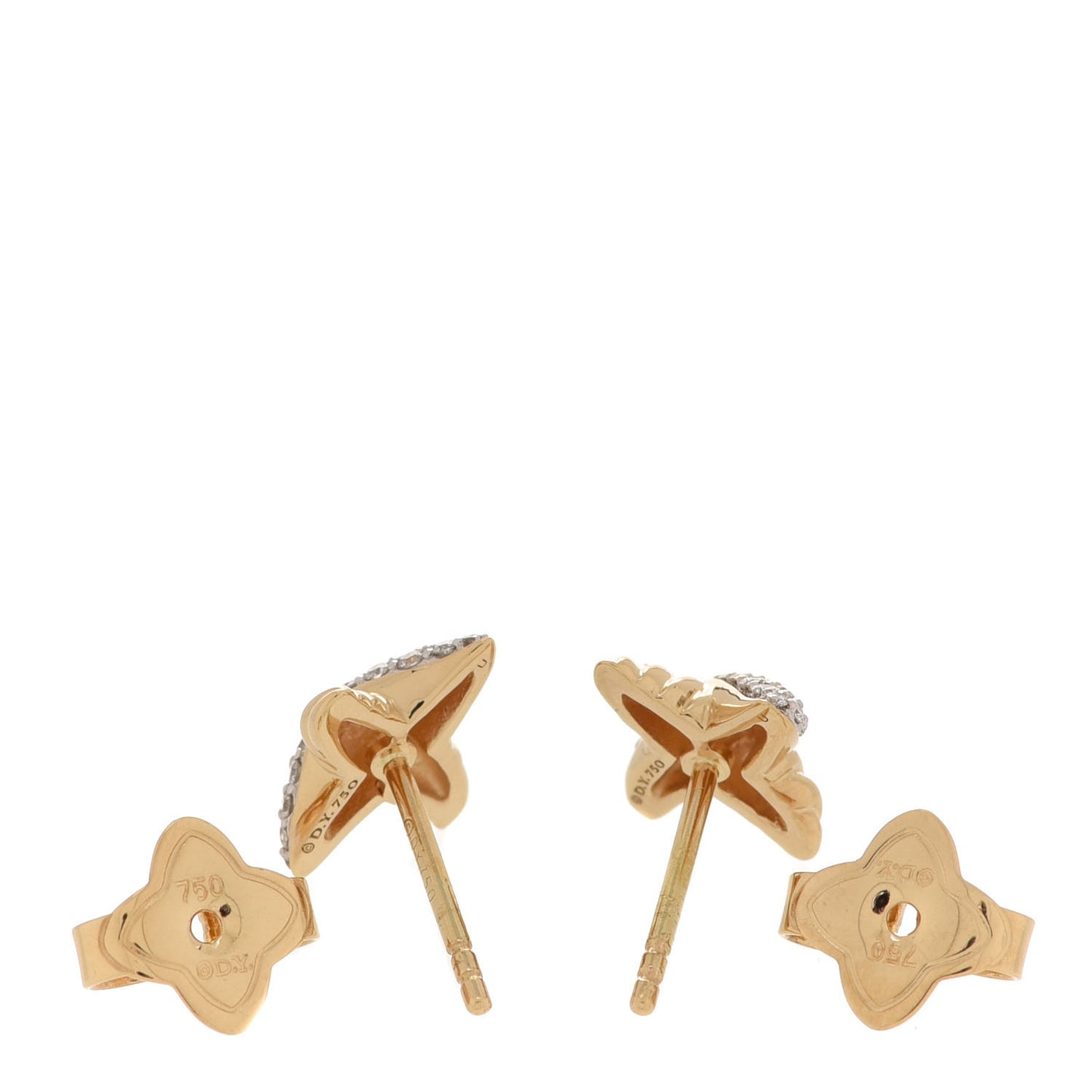 18K Yellow Gold Diamond Pave X Earrings