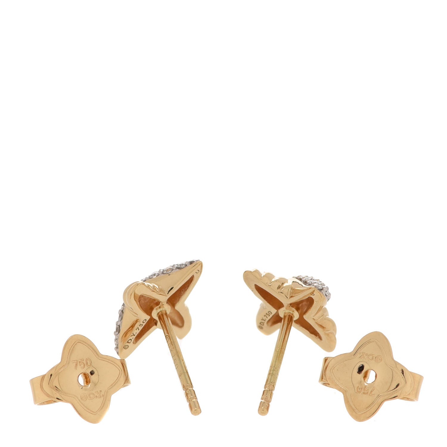 David Yurman 18K Yellow Gold Diamond Pave X Earrings 3 of 4