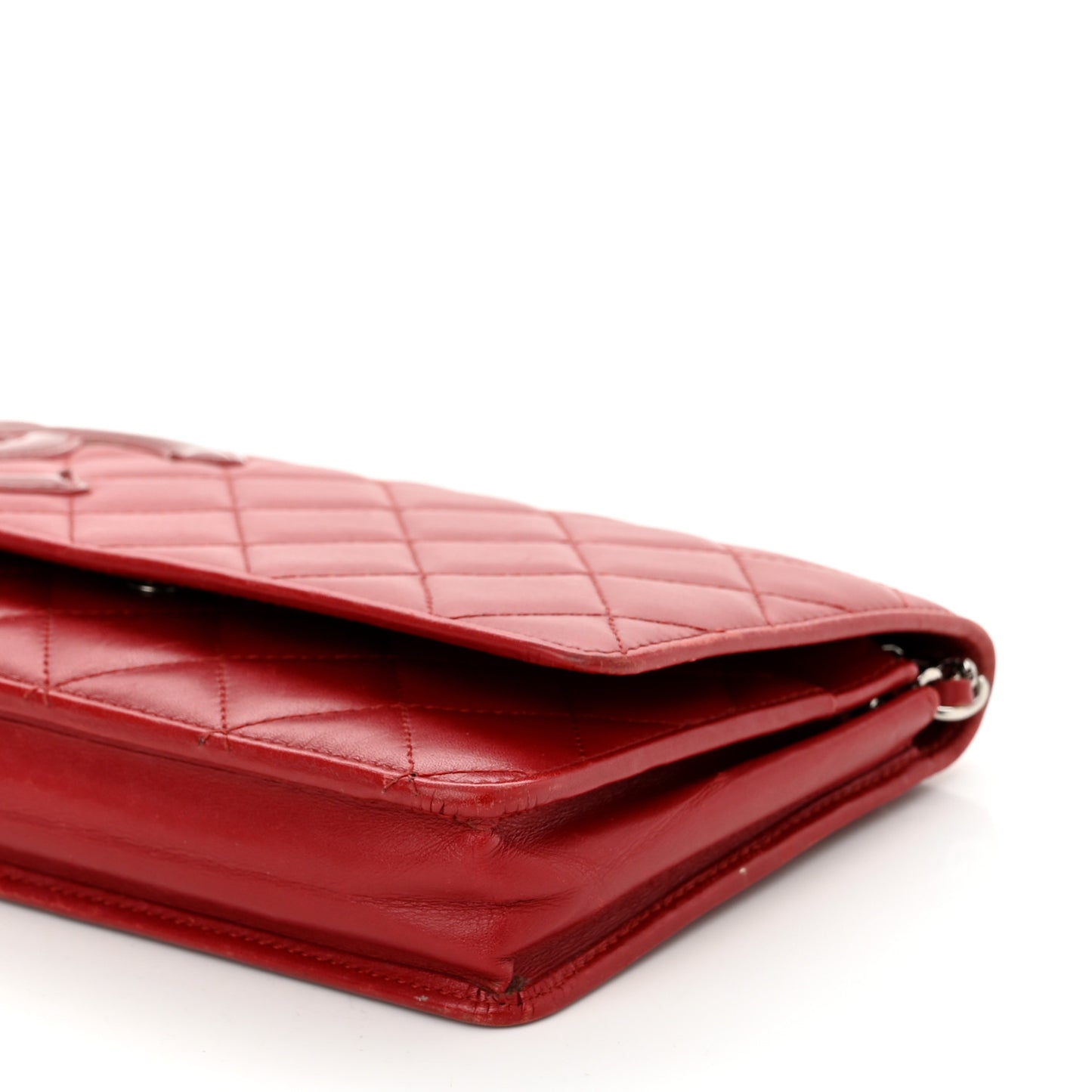 Calfskin Quilted Cambon Wallet On Chain WOC Red