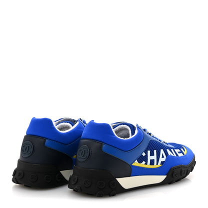 Chanel Calfskin Mesh Lycra Womens Logo Sneakers 37.5 Royal Blue 5 of 9