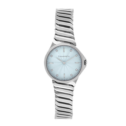 Tiffany Stainless Steel Diamond 34mm Metro 3-Hand Quartz Watch Ice Blue 1 of 5