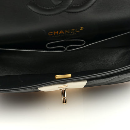 Chanel Lambskin Quilted Medium Double Flap Black White 5 of 9