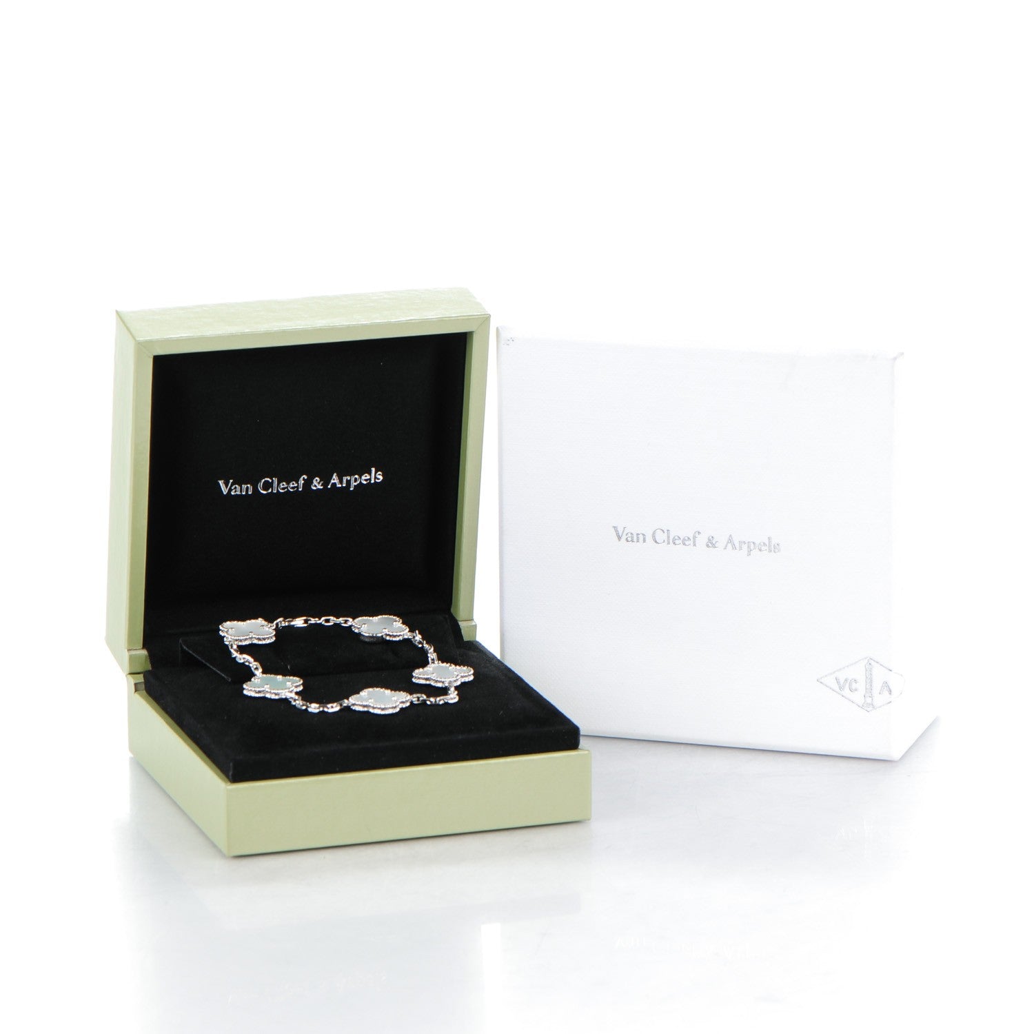 Van Cleef & Arpels 18K White Gold Mother of Pearl 5 Motifs Vintage Alhambra Bracelet 5 of 5