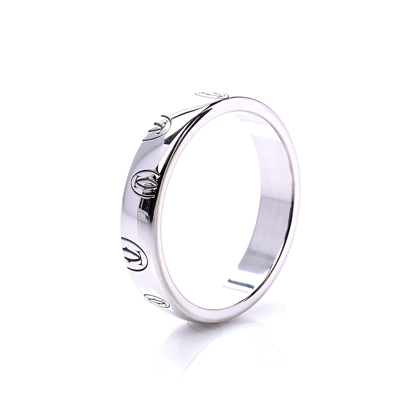 18K White Gold 4mm Happy Birthday Band Ring 55 7.25