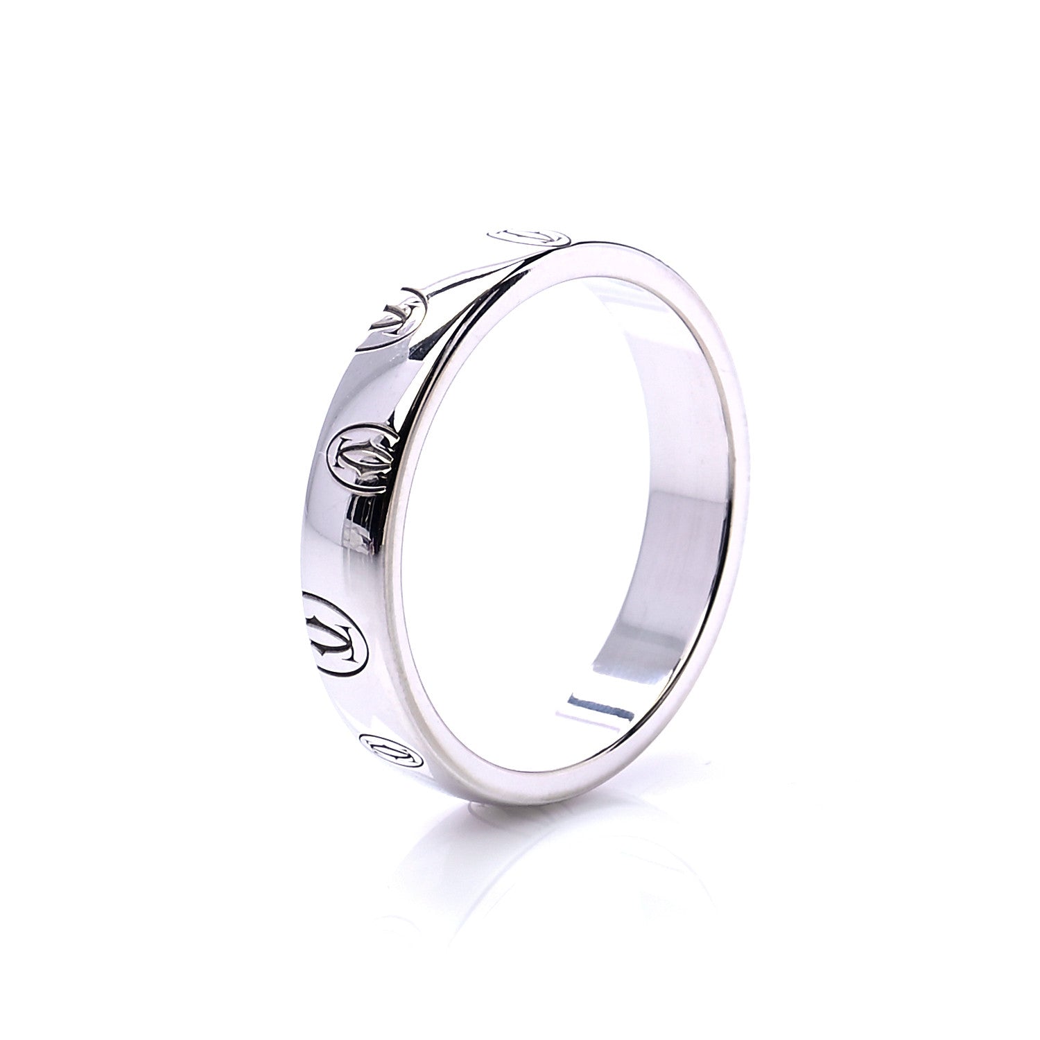 Cartier 18K White Gold 4mm Happy Birthday Band Ring 55 7.25 4 of 5