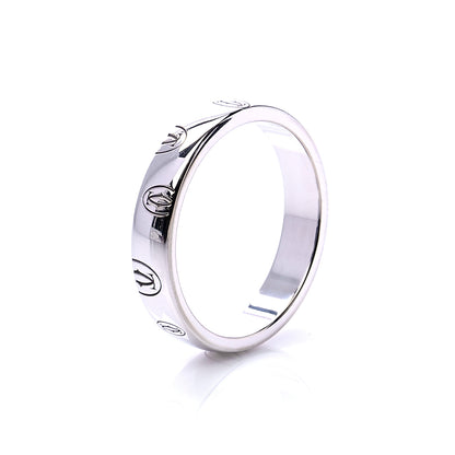 Cartier 18K White Gold 4mm Happy Birthday Band Ring 55 7.25 4 of 5