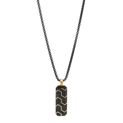 David Yurman 18K Yellow Gold Stainless Steel Forged Carbon Ingot Amulet Pendant Necklace 1 of 5