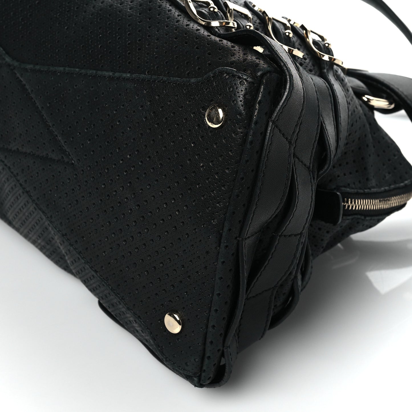 Calfskin Perforated Blythe L Tote Black