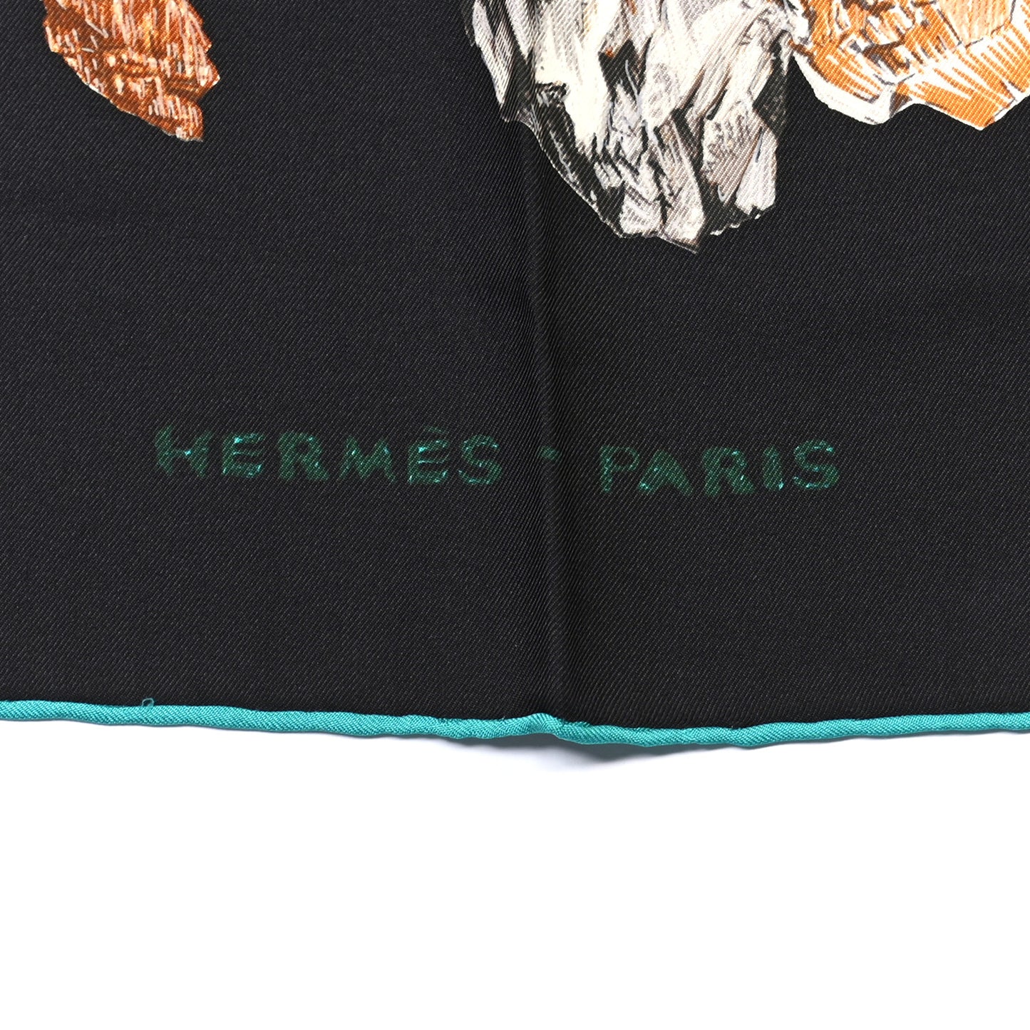 Silk Mineraux Scarf 90 Black Turquoise Beige